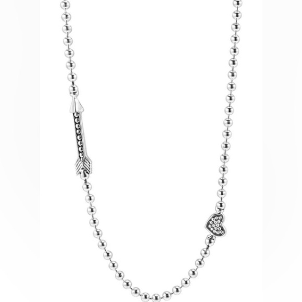LAGOS Sterling Silver Hearts & Arrows Station Necklace